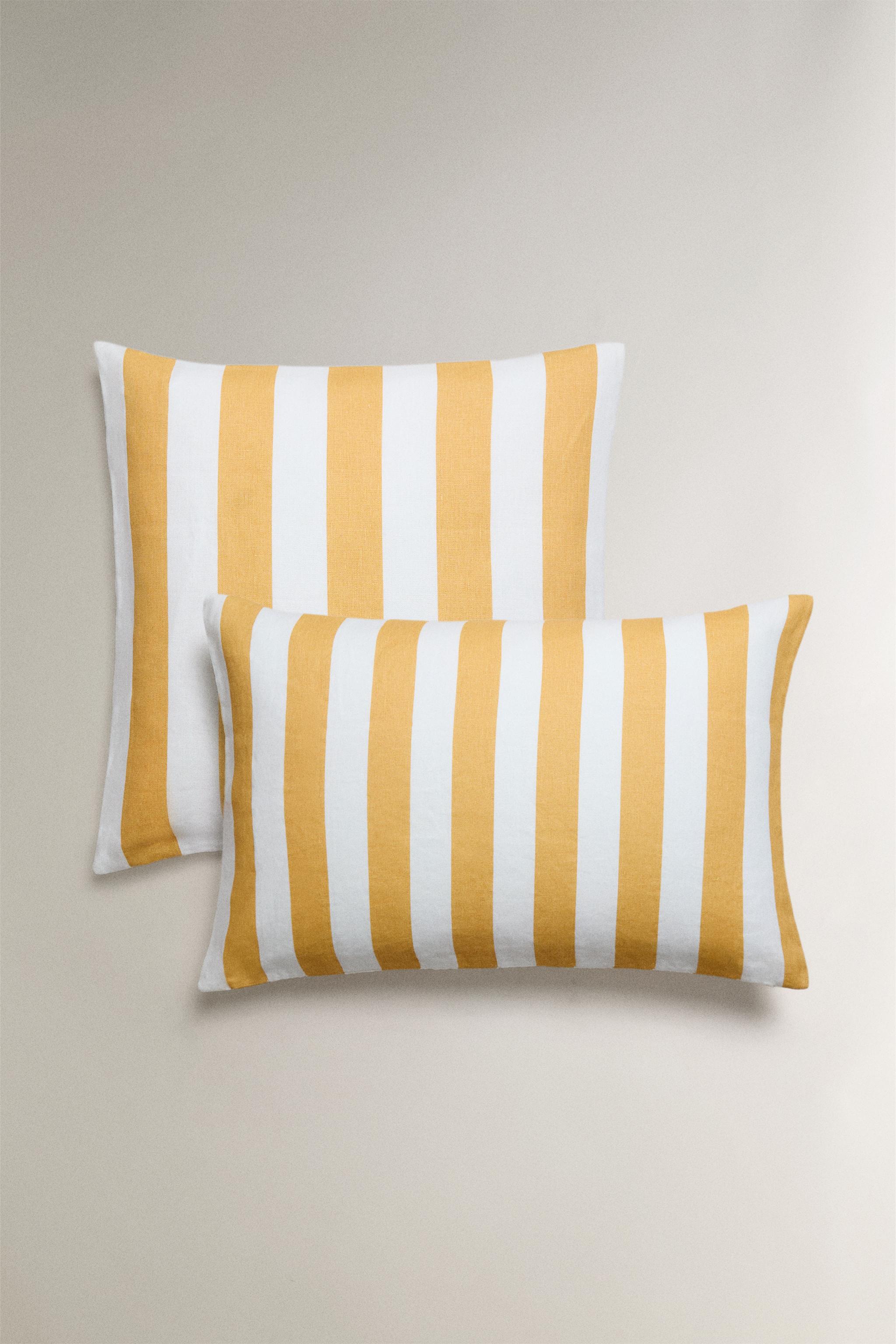 HOUSSE DE COUSSIN RAYURES LIN